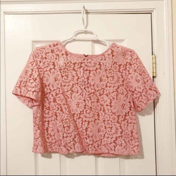 Glamorous Tops - Millennial pink lace crop top from ASOS